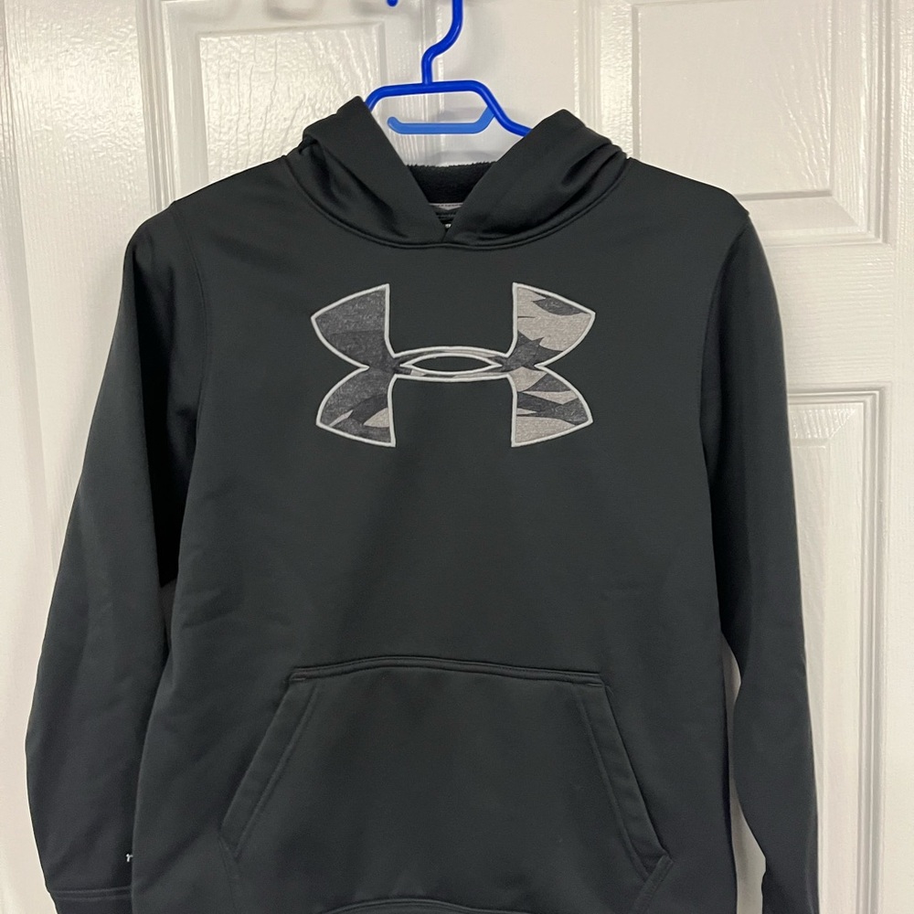 Under Armour Youth LG Black Hoodie Logo Athletic Pullover